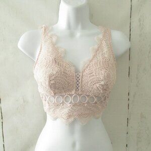 Victorias Secret Dream Angels Bralette XS Pink Longline Lace Padded